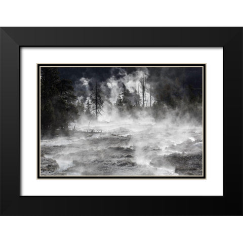 Frost and Steam, Midway Geyser Basin, Yellowstone National Park Black Modern Wood Framed Art Print with Double Matting by The Yellowstone Collection