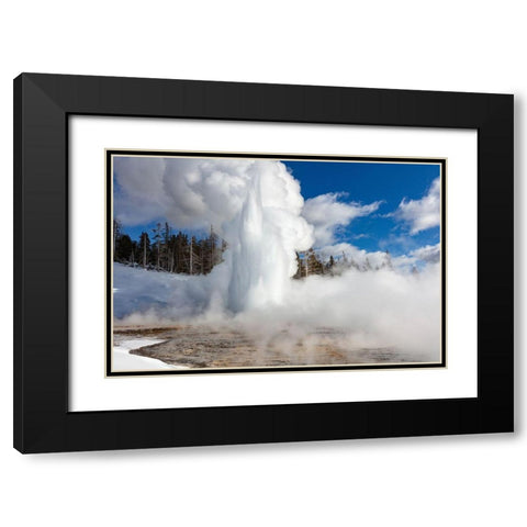 Grand Geyser Eruption, Yellowstone National Park Black Modern Wood Framed Art Print with Double Matting by Frank, Jacob W.