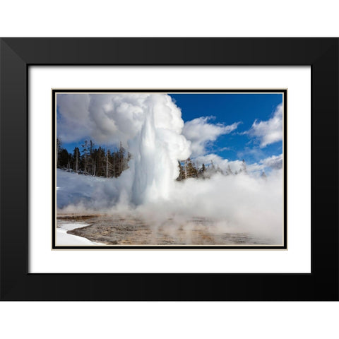 Grand Geyser Eruption, Yellowstone National Park Black Modern Wood Framed Art Print with Double Matting by Frank, Jacob W.