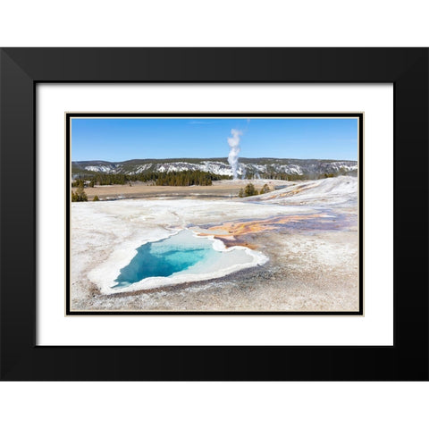 Heart Spring with a Castle Geyser Eruption, Yellowstone National Park Black Modern Wood Framed Art Print with Double Matting by Frank, Jacob W.