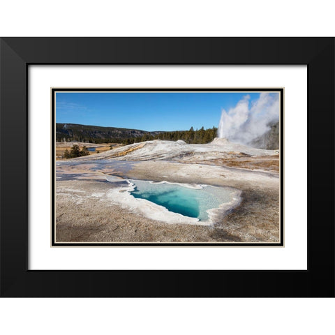 Lion Geyser and Heart Spring, Yellowstone National Park Black Modern Wood Framed Art Print with Double Matting by The Yellowstone Collection