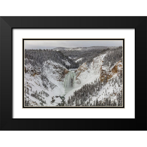 Lower Falls from Lookout Point, Yellowstone National Park Black Modern Wood Framed Art Print with Double Matting by Frank, Jacob W.