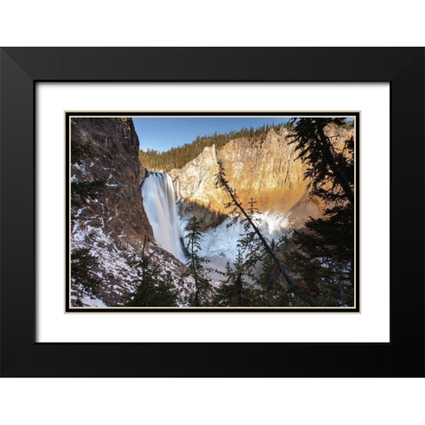 Lower Falls from Uncle Toms Trail, Yellowstone National Park Black Modern Wood Framed Art Print with Double Matting by The Yellowstone Collection