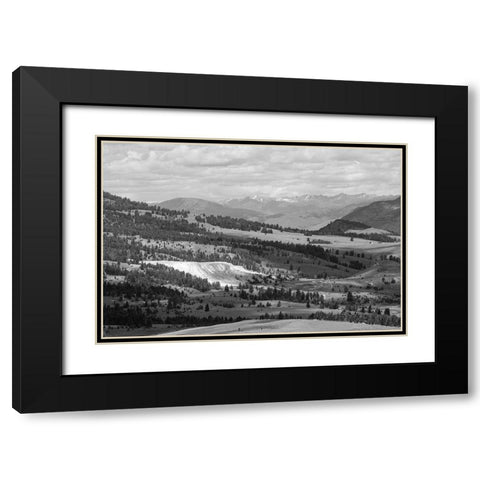 Mammoth Hot Springs from Bunsen Peak, Yellowstone National Park Black Modern Wood Framed Art Print with Double Matting by Herbert, Neal