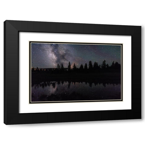 Milky Way Reflection, Yellowstone National Park Black Modern Wood Framed Art Print with Double Matting by The Yellowstone Collection