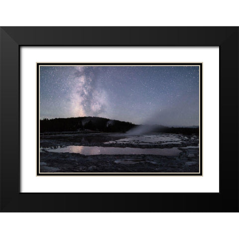Milky Way reflecting at Great Fountain Geyser, Yellowstone National Park Black Modern Wood Framed Art Print with Double Matting by Frank, Jacob W.