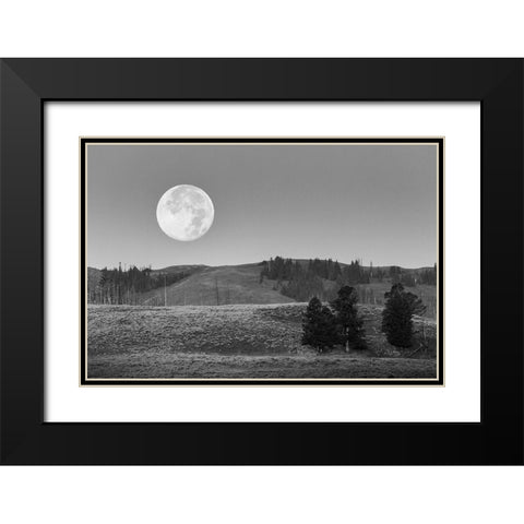 Moonset, Lamar Valley, Yellowstone National Park Black Modern Wood Framed Art Print with Double Matting by Herbert, Neal