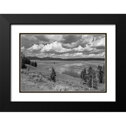 Hayden Valley and Yellowstone River, Yellowstone National Park Black Modern Wood Framed Art Print with Double Matting by Frank, Jacob W.