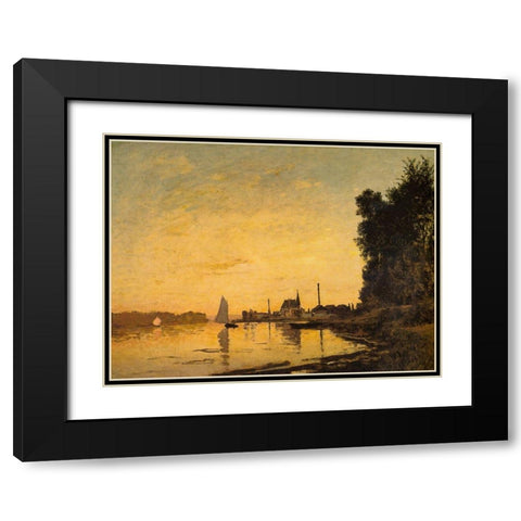 Argenteuil-late afternoon 1872 Black Modern Wood Framed Art Print with Double Matting by Monet, Claude
