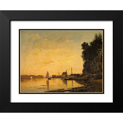 Argenteuil-late afternoon 1872 Black Modern Wood Framed Art Print with Double Matting by Monet, Claude