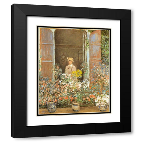 Camille at window-Argenteuil 1873 Black Modern Wood Framed Art Print with Double Matting by Monet, Claude