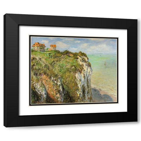 Cliffs at Dieppe 1882 Black Modern Wood Framed Art Print with Double Matting by Monet, Claude