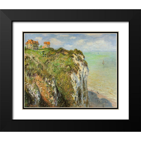 Cliffs at Dieppe 1882 Black Modern Wood Framed Art Print with Double Matting by Monet, Claude