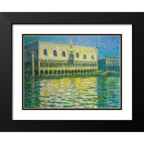 Doges Palace-Venice 1908 Black Modern Wood Framed Art Print with Double Matting by Monet, Claude