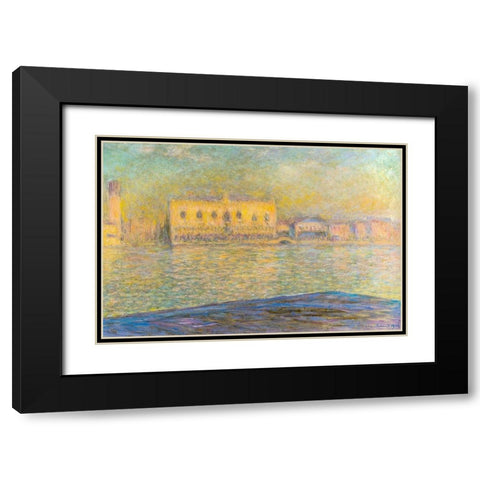 Doges Palace I 1908 Black Modern Wood Framed Art Print with Double Matting by Monet, Claude