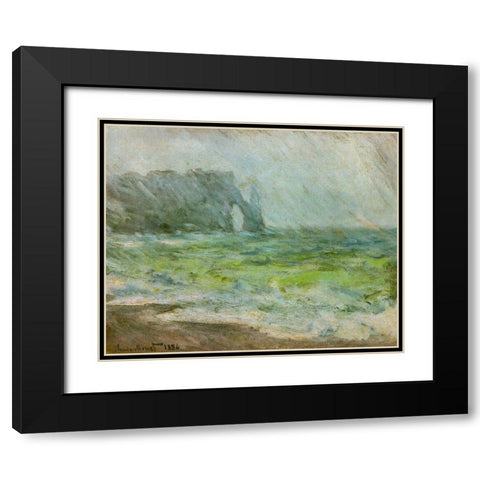 Etretat 1886 Black Modern Wood Framed Art Print with Double Matting by Monet, Claude