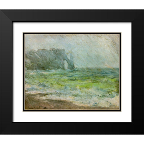 Etretat 1886 Black Modern Wood Framed Art Print with Double Matting by Monet, Claude