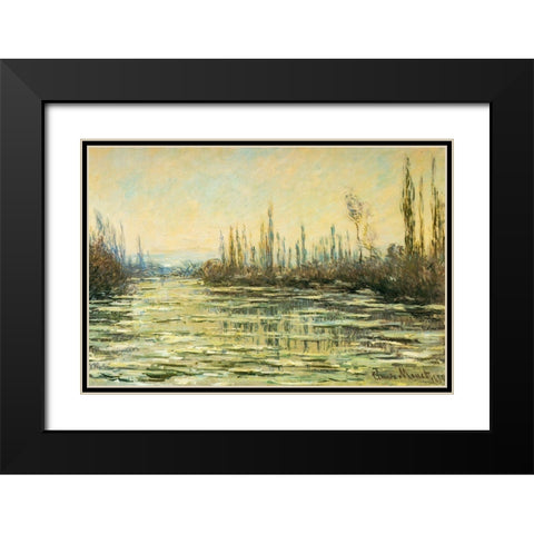 Floating ice on the Seine 1880 Black Modern Wood Framed Art Print with Double Matting by Monet, Claude