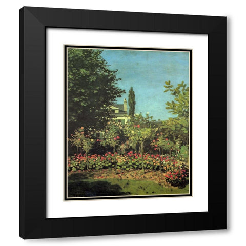 Garden in flower 1867 Black Modern Wood Framed Art Print with Double Matting by Monet, Claude