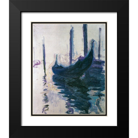 Gondolas in Venice 1908 Black Modern Wood Framed Art Print with Double Matting by Monet, Claude