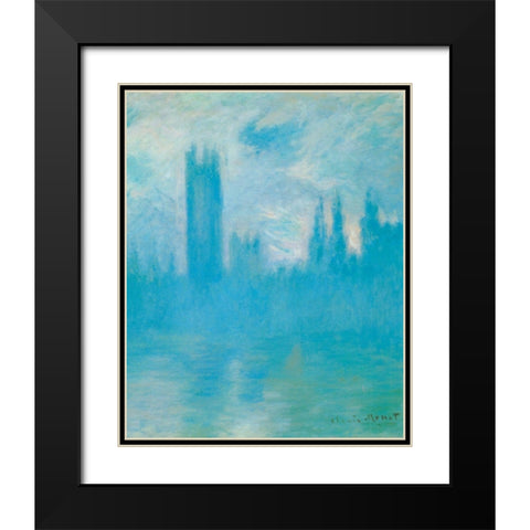 Houses of Parliament 1900 Black Modern Wood Framed Art Print with Double Matting by Monet, Claude