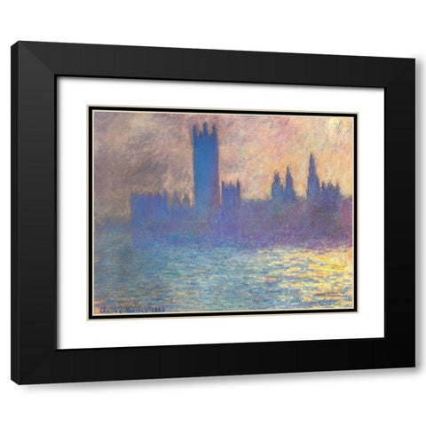 Houses of Parliament-Sunlight 1900 Black Modern Wood Framed Art Print with Double Matting by Monet, Claude