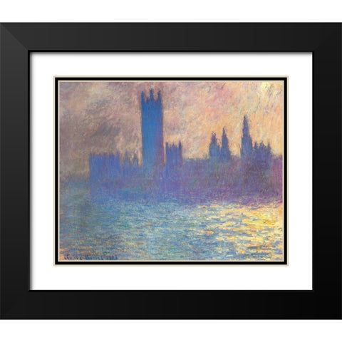 Houses of Parliament-Sunlight 1900 Black Modern Wood Framed Art Print with Double Matting by Monet, Claude