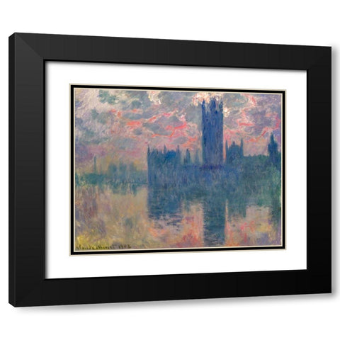 Houses of Parliament-Sunset 1902 Black Modern Wood Framed Art Print with Double Matting by Monet, Claude