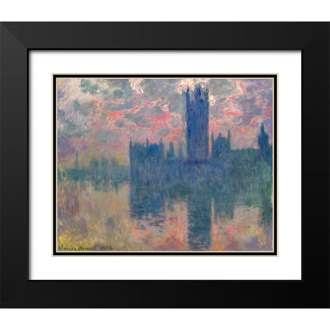 Houses of Parliament-Sunset 1902 Black Modern Wood Framed Art Print with Double Matting by Monet, Claude