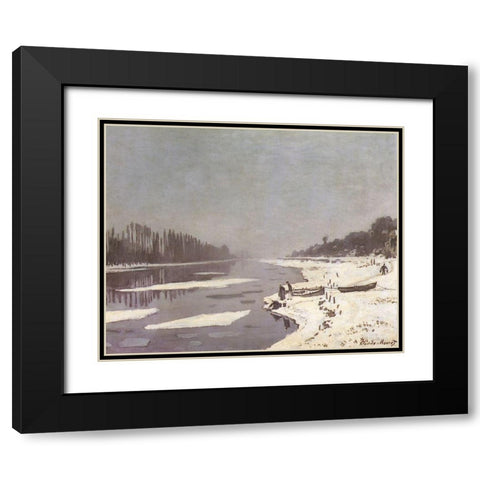 Ice on the Seine at Bougival 1868 Black Modern Wood Framed Art Print with Double Matting by Monet, Claude