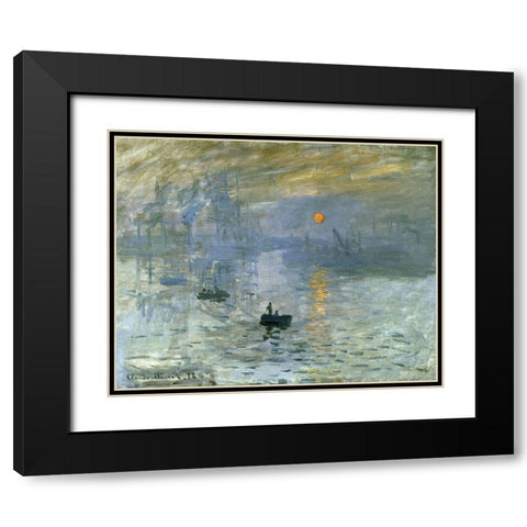 Impression-Sunrise 1872 Black Modern Wood Framed Art Print with Double Matting by Monet, Claude
