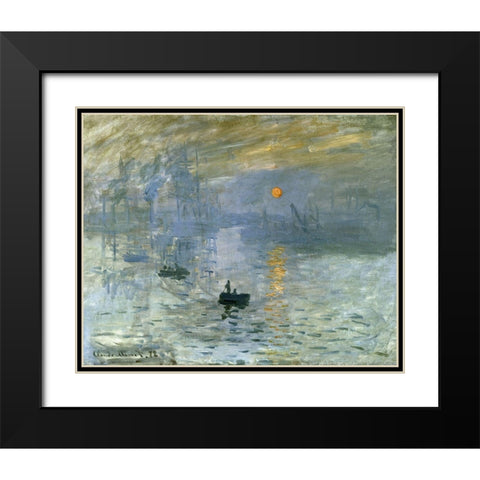Impression-Sunrise 1872 Black Modern Wood Framed Art Print with Double Matting by Monet, Claude