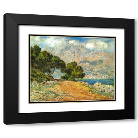 La Corniche de Monaco 1884 Black Modern Wood Framed Art Print with Double Matting by Monet, Claude