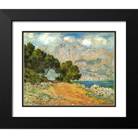 La Corniche de Monaco 1884 Black Modern Wood Framed Art Print with Double Matting by Monet, Claude