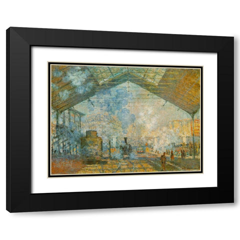 La Gare St. Lazare 1877 Black Modern Wood Framed Art Print with Double Matting by Monet, Claude