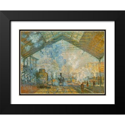 La Gare St. Lazare 1877 Black Modern Wood Framed Art Print with Double Matting by Monet, Claude