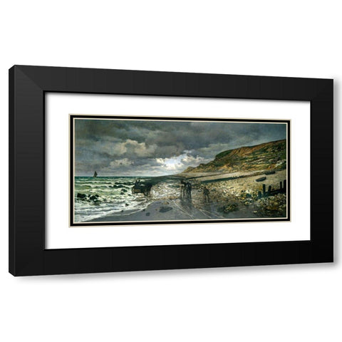 La Pointe de la Heve 1865 Black Modern Wood Framed Art Print with Double Matting by Monet, Claude