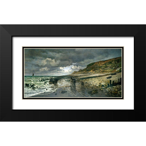 La Pointe de la Heve 1865 Black Modern Wood Framed Art Print with Double Matting by Monet, Claude