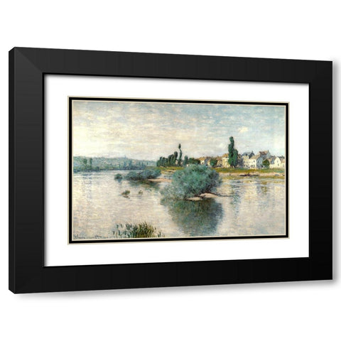 Lavacourt 1880 Black Modern Wood Framed Art Print with Double Matting by Monet, Claude