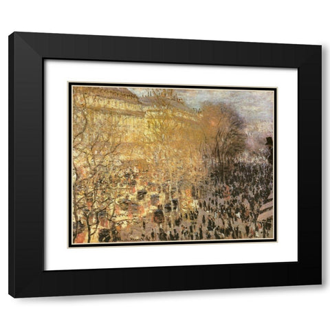 Le Boulevard des Capucines 1873 Black Modern Wood Framed Art Print with Double Matting by Monet, Claude