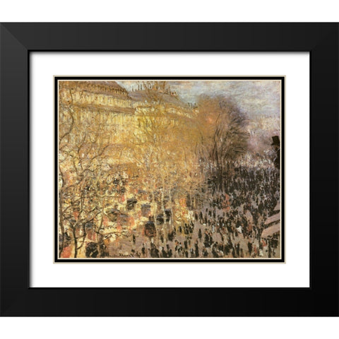 Le Boulevard des Capucines 1873 Black Modern Wood Framed Art Print with Double Matting by Monet, Claude
