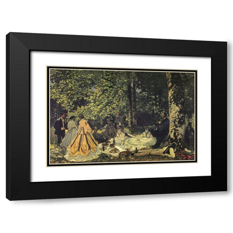 Luncheon on the grass study 1865 Black Modern Wood Framed Art Print with Double Matting by Monet, Claude