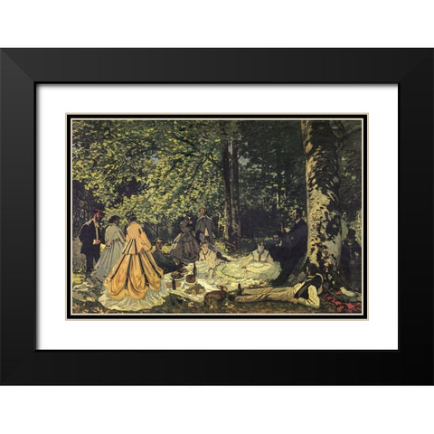 Luncheon on the grass study 1865 Black Modern Wood Framed Art Print with Double Matting by Monet, Claude