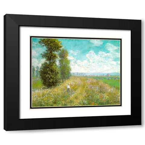 Meadow with Poplars 1875 Black Modern Wood Framed Art Print with Double Matting by Monet, Claude