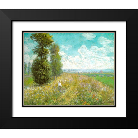 Meadow with Poplars 1875 Black Modern Wood Framed Art Print with Double Matting by Monet, Claude