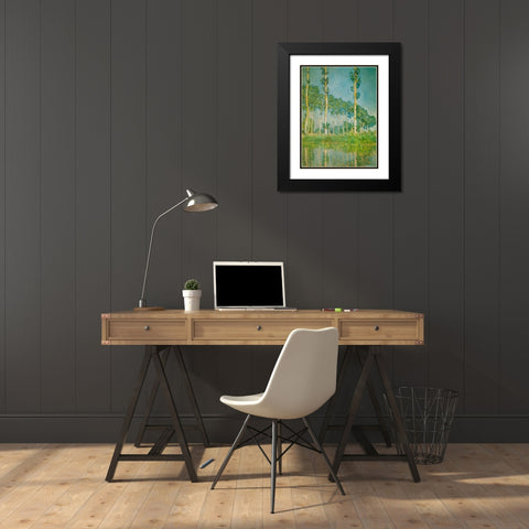 Pink Poplars 1891 Black Modern Wood Framed Art Print with Double Matting by Monet, Claude