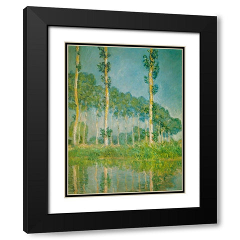 Pink Poplars 1891 Black Modern Wood Framed Art Print with Double Matting by Monet, Claude