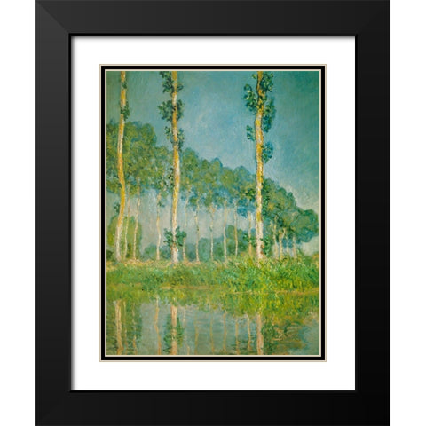 Pink Poplars 1891 Black Modern Wood Framed Art Print with Double Matting by Monet, Claude