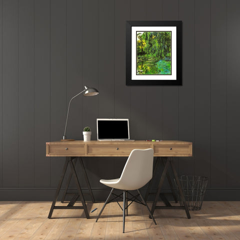 Pond with Willow Tree 1918 Black Modern Wood Framed Art Print with Double Matting by Monet, Claude
