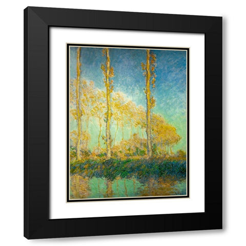 Poplars 1891 Black Modern Wood Framed Art Print with Double Matting by Monet, Claude